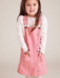 2pc Cotton Floral Embroidered Pinafore (2-7 Yrs)