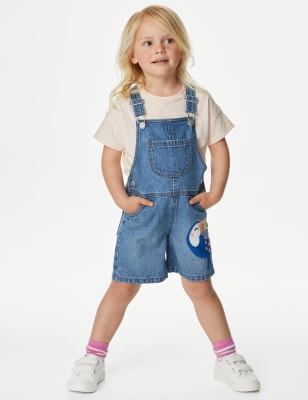 

Girls M&S Collection Denim Short Dungaree Outfit (2-8 Yrs), Denim