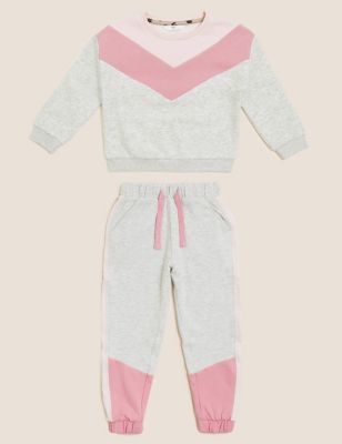 M&S Girls Colourblock Top & Bottom Outfit (2-7 Yrs)