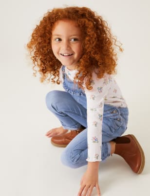 

Girls M&S Collection Denim Dungaree and Top Outfit (2-7 Yrs), Denim