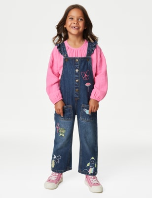 

Girls M&S Collection Pure Cotton Dungaree Outfit (2-8 Yrs) - Denim, Denim