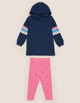 M&S Girls Cotton Rich Hoodie and Legging Outfit (2-7 Yrs)