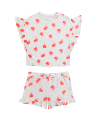 

Girls M&S Collection Pure Cotton Fruit Print Top & Bottom Outfit (2-7 Yrs) - White, White