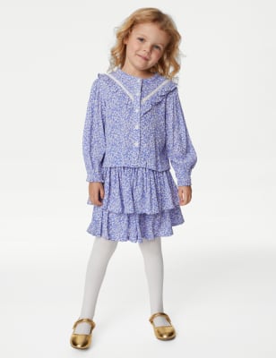 

Girls M&S Collection 3pc Floral Outfit (2-8 Yrs) - Blue Mix, Blue Mix