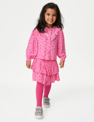 

M&S Collection 3-teiliges Outfit mit Herzmuster (2-8 J.) - Pink Mix, Pink Mix