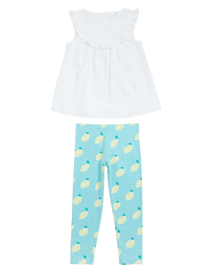 

Girls M&S Collection 2pc Cotton Rich Top & Leggings Outfit (2-7 Yrs) - White, White