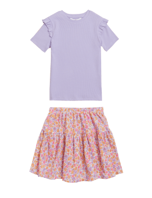 

M&S Collection Conjunto floral de parte de arriba y parte de abajo (2-7 años) - Multi, Multi