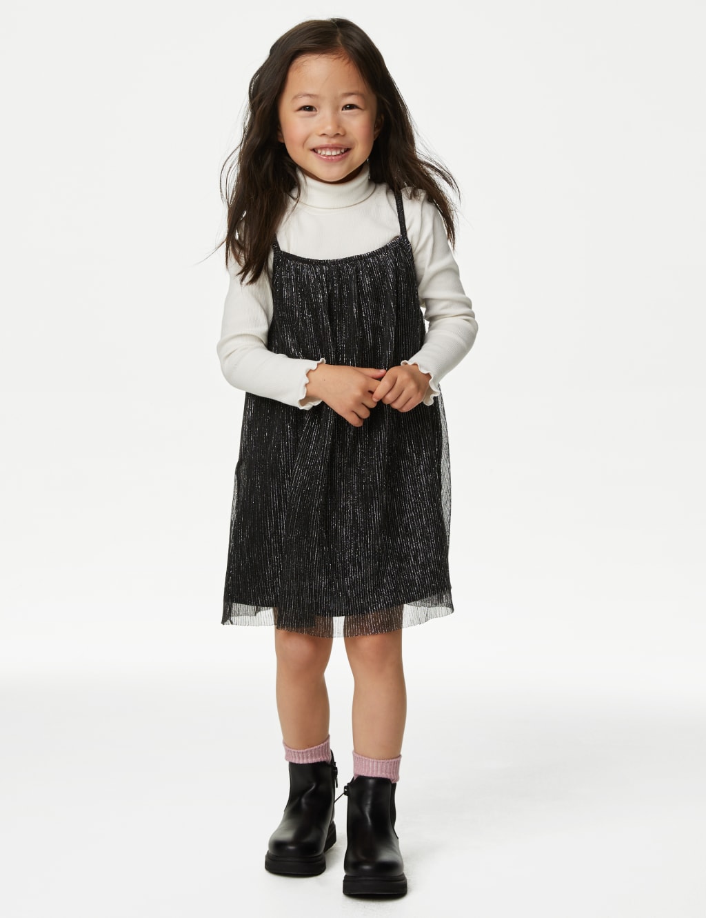 2pc Sparkly Plissé Dress Outfit (2-8 Yrs) image 1