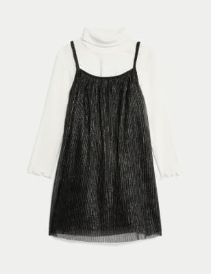 2pc Sparkly Plissé Dress Outfit (2-8 Yrs)