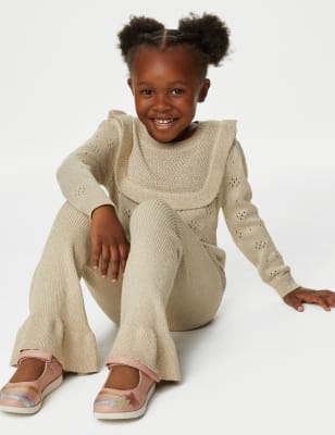 

M&S Collection Conjunto de punto de parte de abajo y parte de arriba (2-8 años) - Gold, Gold