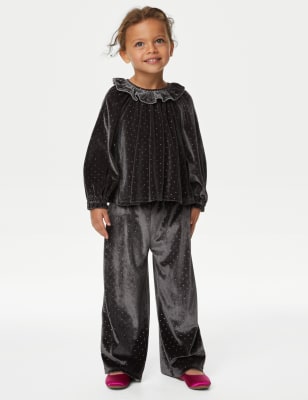 2pc Velvet Glitter Top & Bottom Outfit (2-8 Yrs)