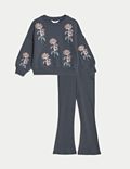 2-delige katoenrijke outfit met top met bloemmotief en broek (2-8 jaar)