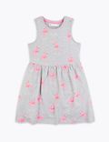 Cotton Flamingo Print Dress (2-7 Yrs)