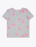 Cotton Flamingo Print T-Shirt (2-7 Yrs)