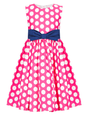 Pure Cotton Spotted Prom Dress (1-7 Years) 