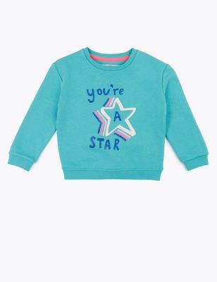 Cotton Rich Star Print Sweatshirt (2-7 Yrs) 