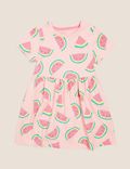 Pure Cotton Melon Print Dress (2-7 Yrs)