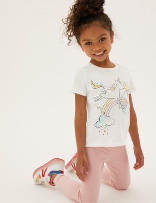 

M&S Collection Camiseta 100% algodón con estampado de unicornios (2-7 años) - White, White