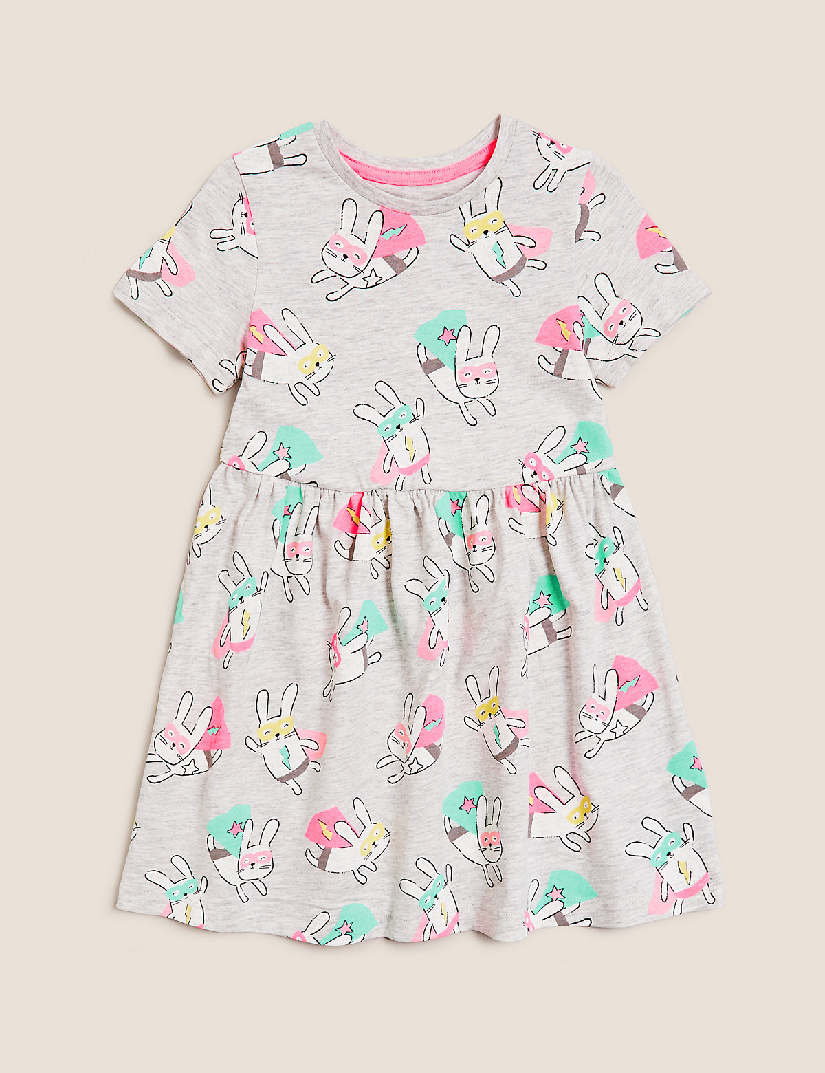Pure Cotton Super Bunny Print Dress (2-7 Yrs)