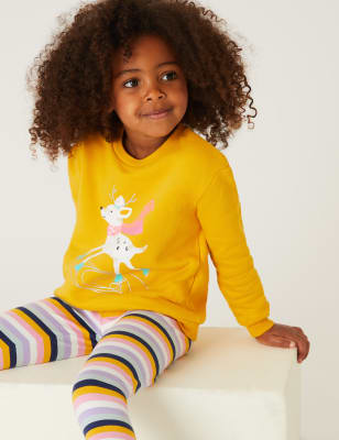 

M&S Collection Sweatshirt mit hohem Baumwollanteil und Rehmuster (2-7 J.) - Yellow, Yellow