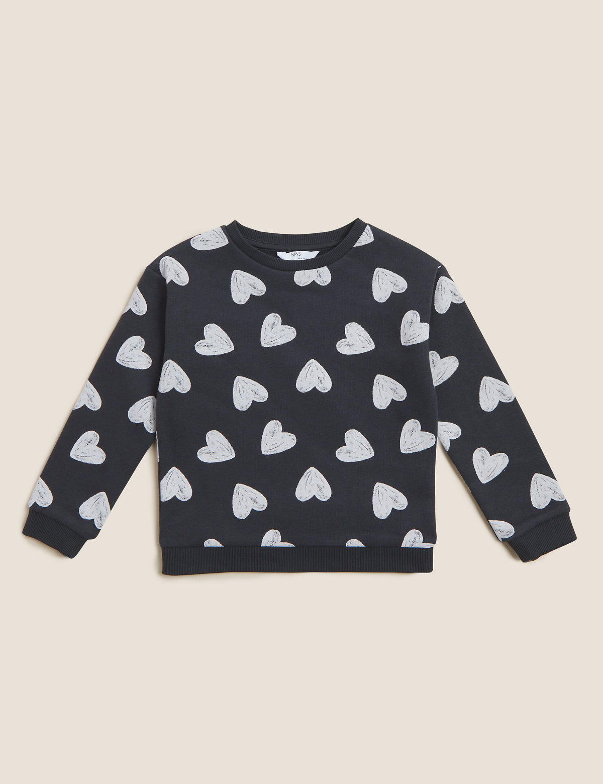 Cotton Rich Heart Print Sweatshirt (2-7 Yrs)