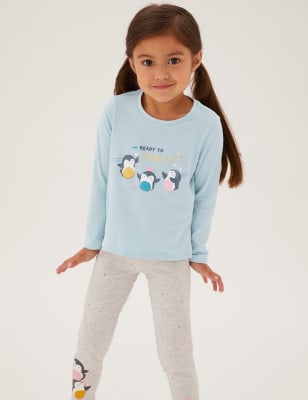 

M&S Collection Oberteil aus reiner Baumwolle mit Pinguinmotiv (2-7 Jahre) - Aqua, Aqua