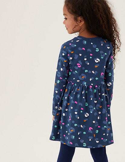 Pure Cotton Leopard Print Dress (2-7 Yrs)