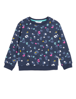 

Girls M&S Collection Cotton Rich Leopard Print Sweatshirt (2-7 Yrs) - Navy Mix, Navy Mix