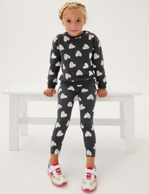 

Girls M&S Collection Cotton Rich Heart Print Leggings (2-7 Yrs) - Charcoal, Charcoal
