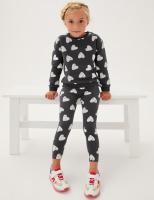 

M&S Collection Leggings de algodón con estampado de corazones (2-7 años) - Charcoal, Charcoal