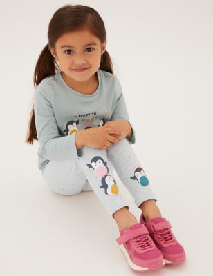 

M&S Collection Leggings mit hohem Baumwollanteil und Pinguinmuster (2-7 J.) - Grey, Grey