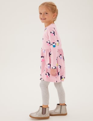 

M&S Collection Kleid aus reiner Baumwolle mit Pinguinmotiv (2-7 Jahre) - Pink, Pink