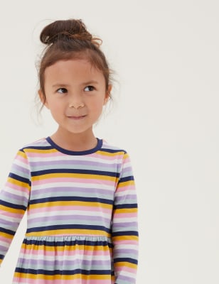 

M&S Collection Vestido de rayas 100% algodón (2-7 años) - Multi, Multi
