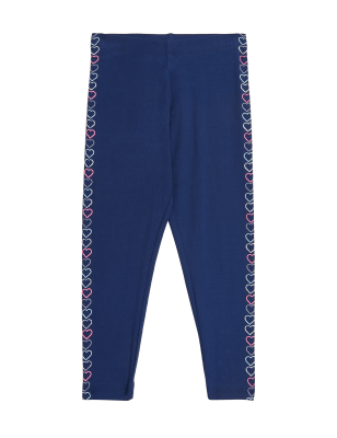 

M&S Collection Leggings mit hohem Baumwollanteil und Herzmuster (2-7 J.) - Navy, Navy