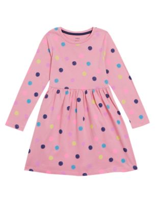

Girls M&S Collection Pure Cotton Spotted Dress (2-7 Yrs) - Pink, Pink