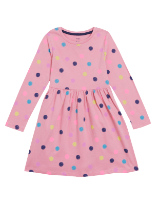 

Girls M&S Collection Pure Cotton Spotted Dress (2-7 Yrs) - Pink, Pink