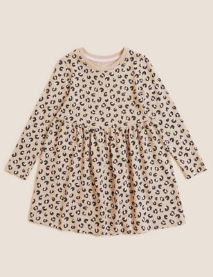 M&S Girls Pure Cotton Leopard Print Dress (2-7 Yrs)