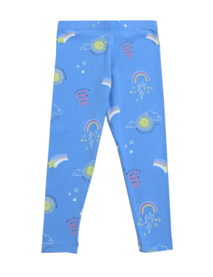 

M&S Collection Leggings mit hohem Baumwollanteil und Wettermotiv (2-7 J.) - Blue, Blue