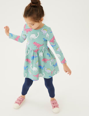 

Girls M&S Collection Pure Cotton Dinosaur Print Dress (2-7 Yrs) - Green, Green