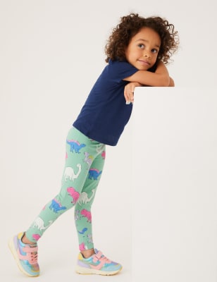 

M&S Collection Leggings de dinosaurios de algodón (2-7 años) - Green, Green