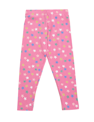 

M&S Collection Leggings mit hohem Baumwollanteil und Sternmuster (2-7 J.) - Pink, Pink