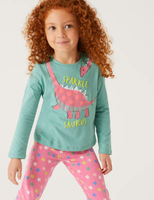 

M&S Collection Top 100% algodón de dinosaurios (2-7 años) - Green, Green