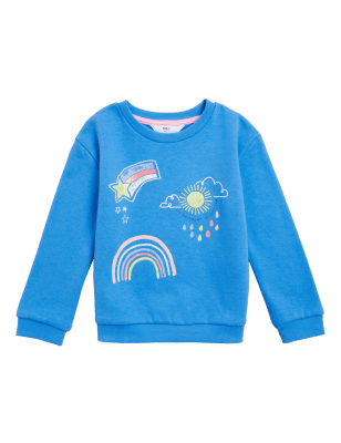 

Girls M&S Collection Cotton Rich Rainbow Print Sweatshirt (2-7 Yrs) - Blue, Blue