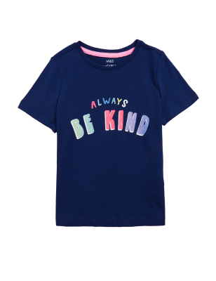 

Girls M&S Collection Pure Cotton Always Be Kind Slogan T-Shirt (2-7 Yrs) - Navy, Navy