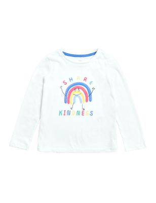 

Girls M&S Collection Pure Cotton Rainbow Slogan Top (2-7 Yrs) - White, White