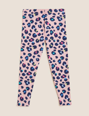 Girl's Pink Leopard Print Leggings, Leopard Print Leggings for