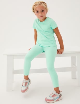 

Girls M&S Collection Cotton Rich Plain Leggings (2-7 Yrs) - Green, Green