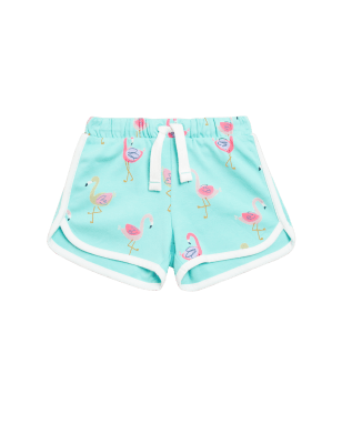 

M&S Collection Shorts aus reiner Baumwolle mit Flamingomotiv (2-7 J.) - Aqua, Aqua