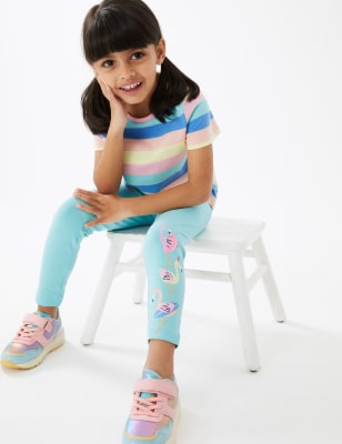Cotton Rich Flamingo Print Leggings (2-7 Yrs)