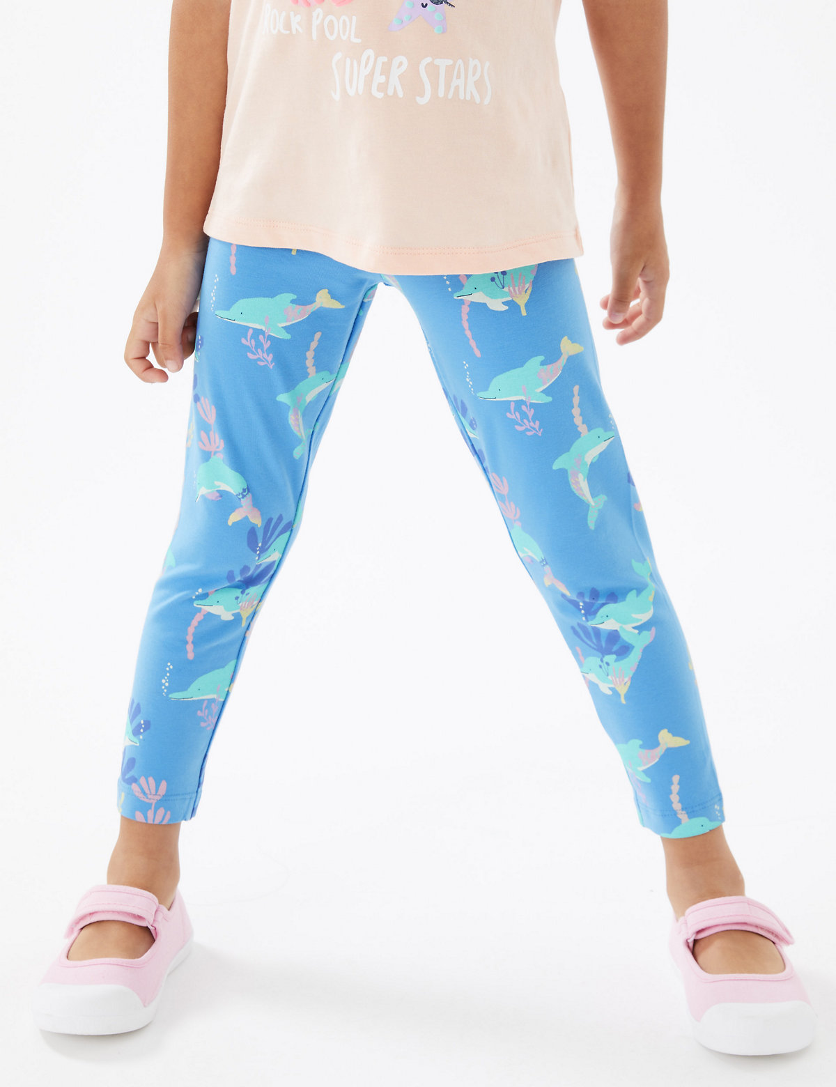 Cotton Rich Dolphin Print Leggings (2-7 Yrs)